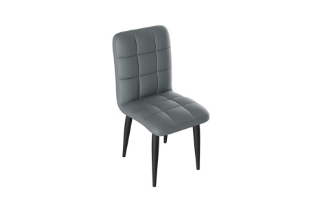Стул Франк конус черный матовый / кожзам серый