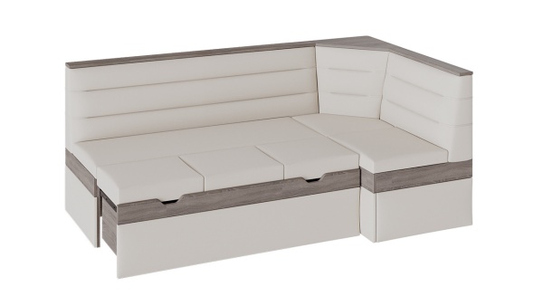 Скамья Угловая со Спальным Местом «Корса» (Дуб Сонома Трюфель/Кожзам Кремово-Бежевый)