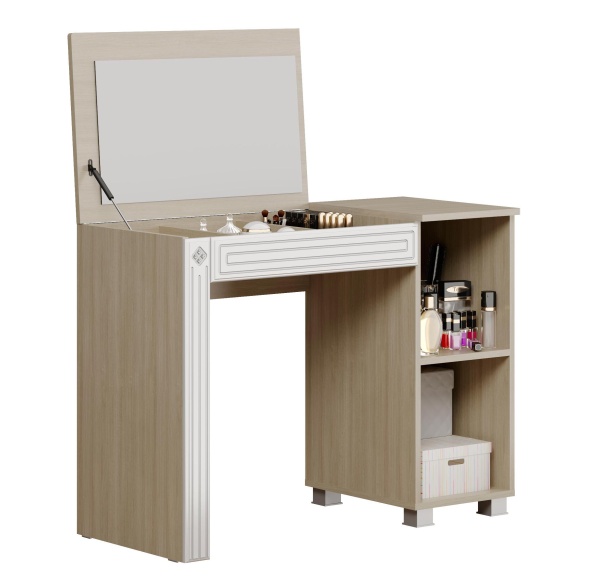 Стол Туалетный Амели Дуб Сонома Светлый/Белый Глянец (Ш-1000 х В-750 х Г-453 мм)