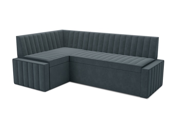 Кухонный угловой диван дельфин Вермут велюр серо-синий