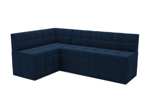 Кухонный угловой диван дельфин Атлантис велюр темно-синий